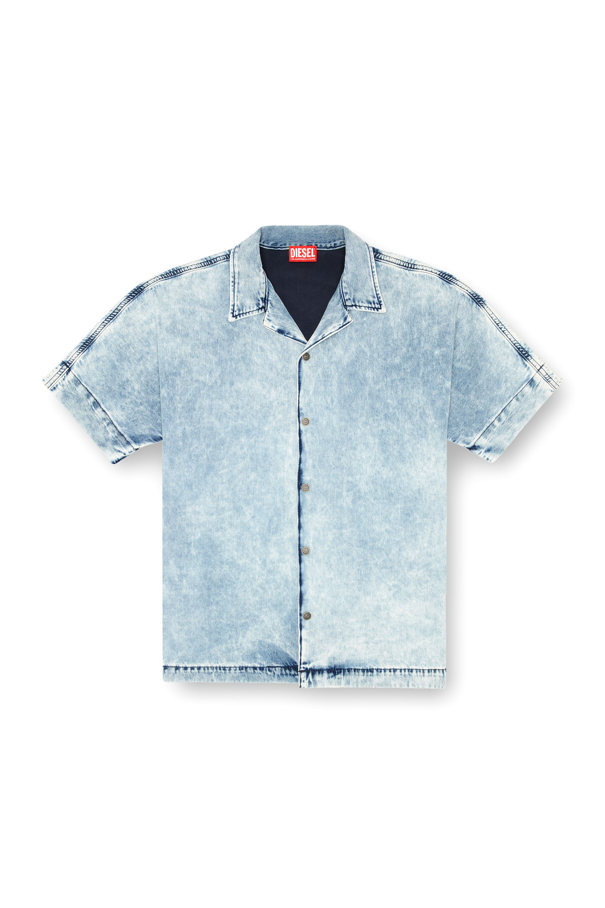 Diesel - D-NABIL-S, Chemise bowling en denim avec Oval D Homme in Bleu - 3