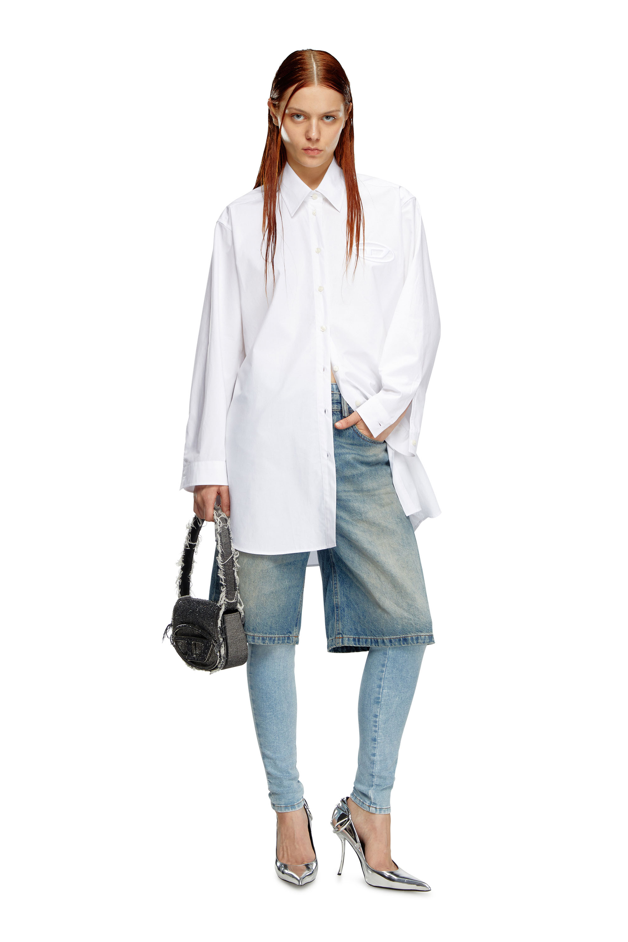 Diesel - 1DR, 1DR-Sac épaule iconique en denim et cristaux Femme in Noir - 2