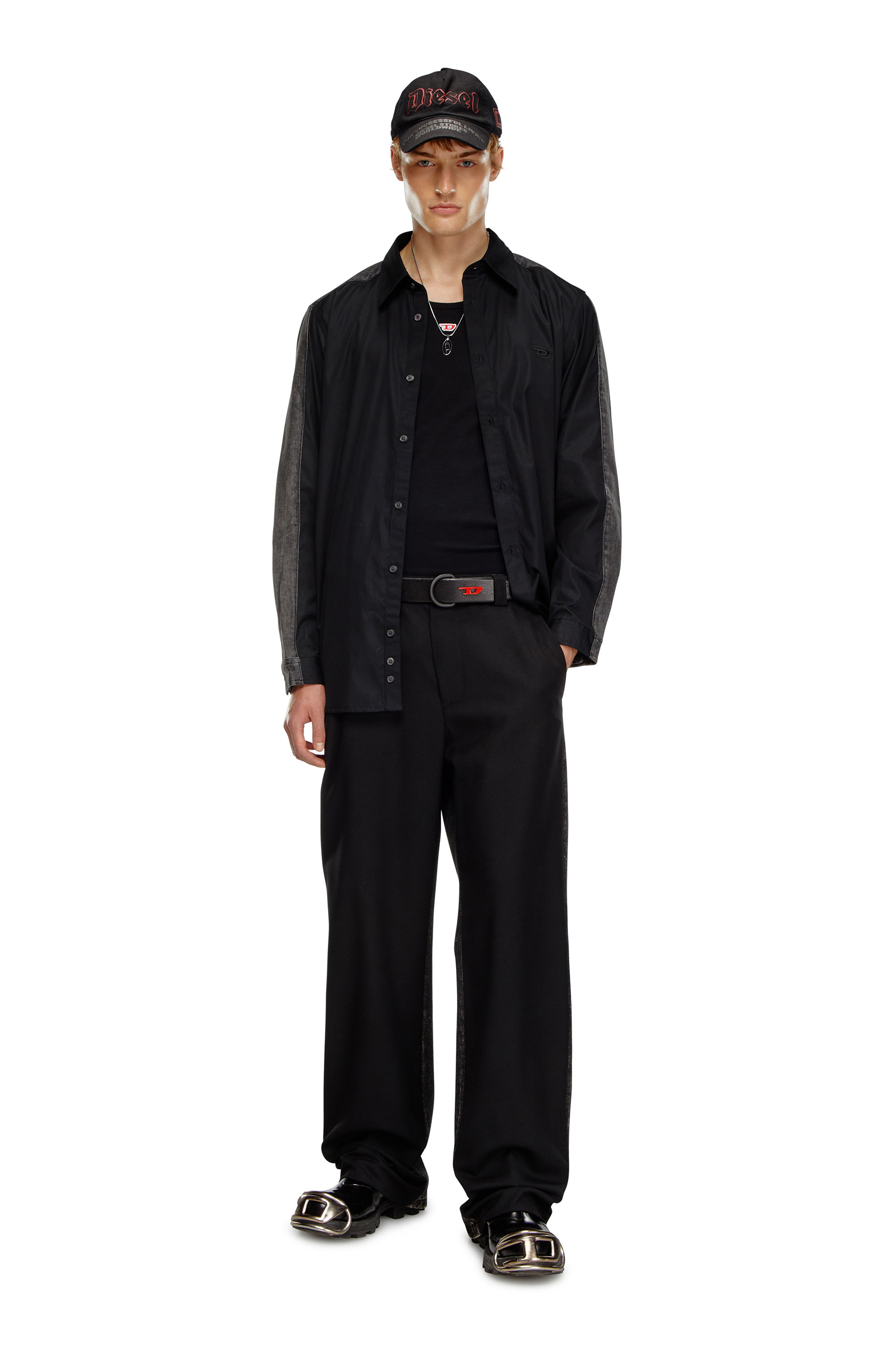 Diesel - S-SIMPLY-DNM, Chemise en popeline de coton et denim Homme in Polychrome - 2