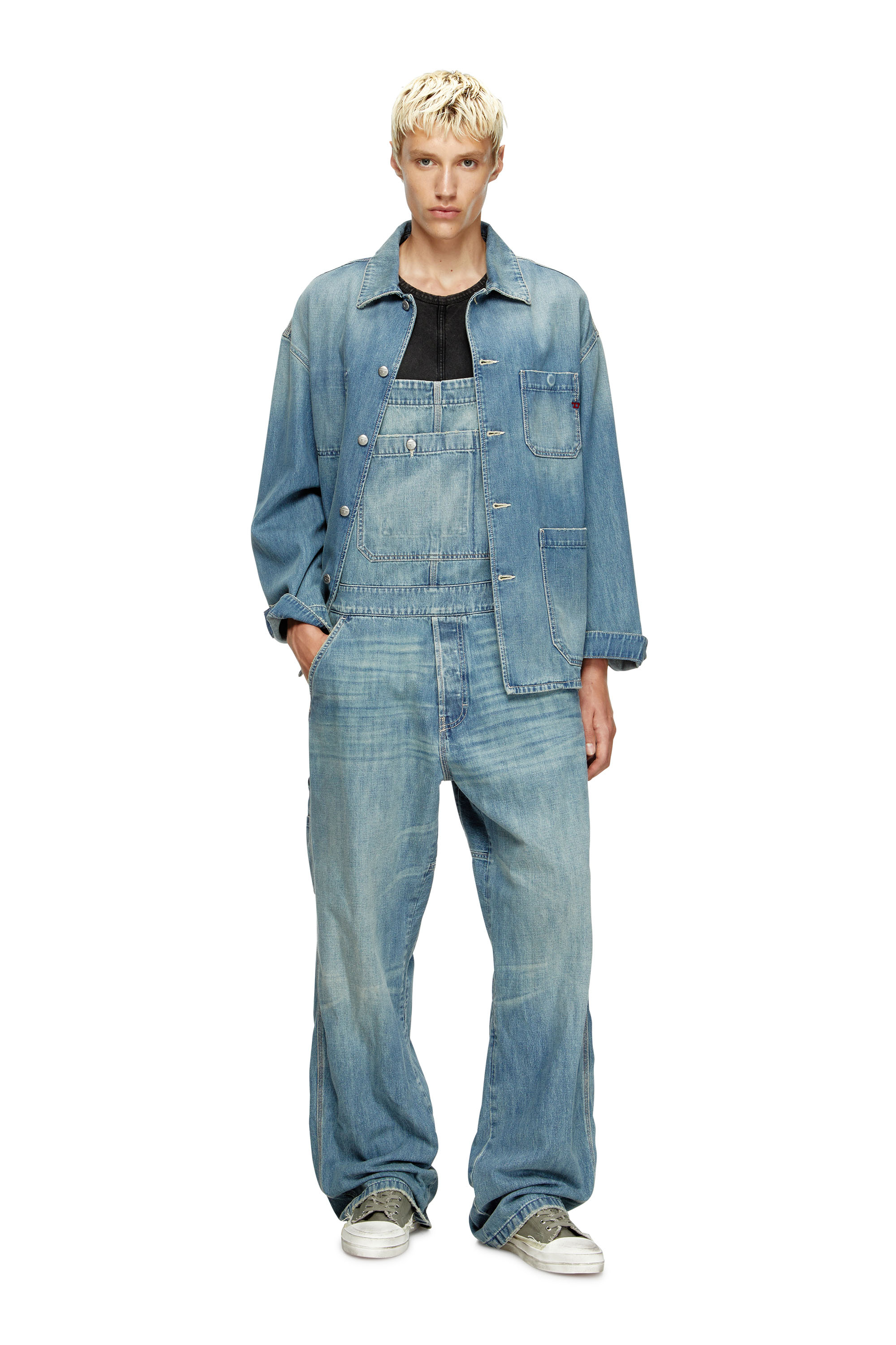 Diesel - D-FRAMU-U, Salopettes en denim de style utilitaire Mixte in Bleu - 1